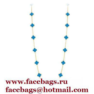 Van Cleef & Arpels Onyx Vintage Alhambra Necklace blue/gold - Click Image to Close